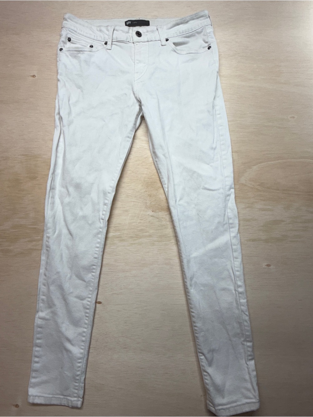 Levi's Legging Jeans Womens 31x30 White Skinny Stretch Denim Low Mid Rise Stains